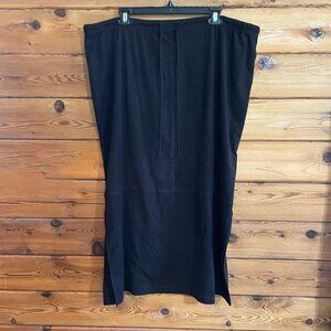 Casual Corner Annex Faux Suede Midi side Splits Skirt, Size: 1x, Black